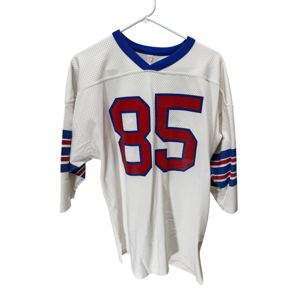 Southern Athletic Jersey Mens XL White Vintage Football Mesh Striped 85 V-Neck